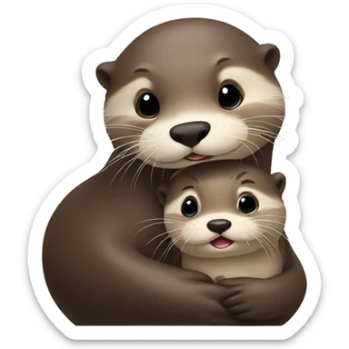 Otter with baby sticker