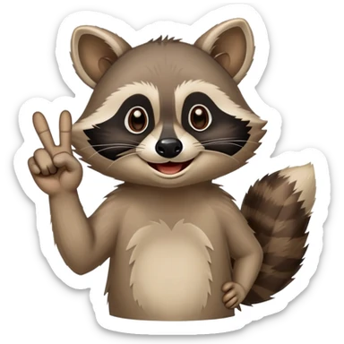 smiling raccoon that is giving the middle finger saying fuck you  sticker