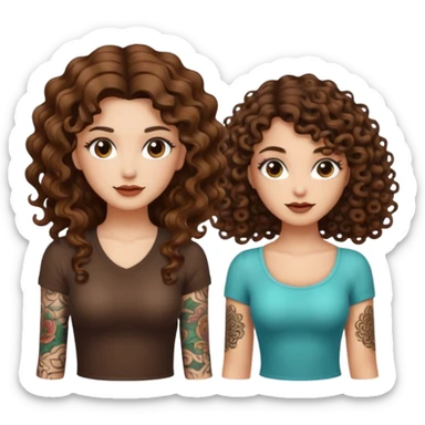 eureka mushroom — long wavy brown hair tattooed woman and short tight curly brown hair woman — idea glow sticker