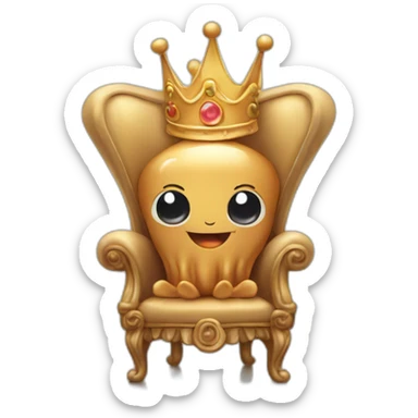 Hd baby peanut butter jellyfish cute sitting on throne with crown sticker