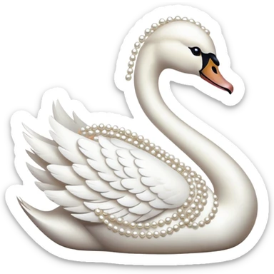 a white swan covered in pearls sticker