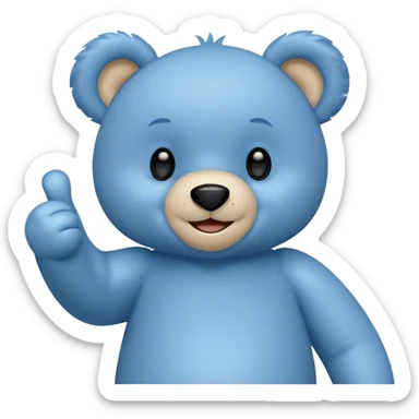 Un petit nounours peluche bleu qui souris et qui tend un bras avec un pouce en l'air  sticker