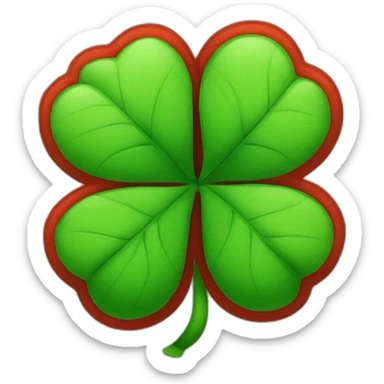 Red four-leaf clover sticker