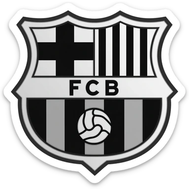 barcelona black and white logo with messi in background sticker