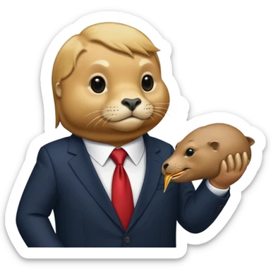 a sea lion eating donald trump sticker