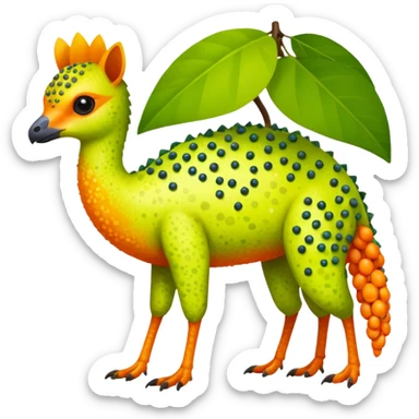 Bright Tropical Fruit-Colored Lime-Orange-Berry Speckled Vernid-Trico-creature inspired by LiLaiRa (full body) sticker