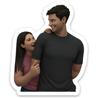 smiling couple under cloudy sky sticker