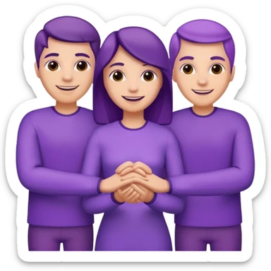 purple group no eyes no nose holding hands sticker