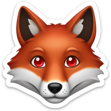 dark red fox face with tiny red heart instead of eyes sticker