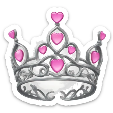 Sliver tiara with a pink heart sticker