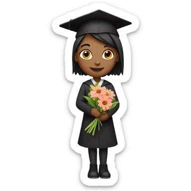 a graduated girl holding a flower bouquet  sticker