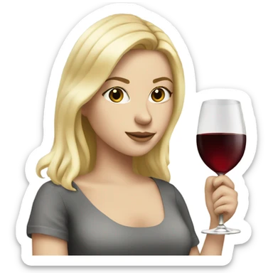 White girl, blonde, drinking wine for 21st birthday sticker