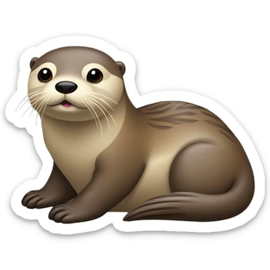 Loutre paresseuse sur le dos avec un gros ventre et fatigué  sticker