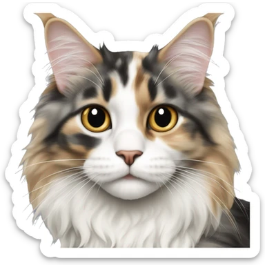 Maine coon dilute Calico half face colored sticker
