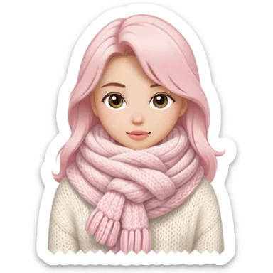 Light pink winter cozy, pretty aesthetic sticker