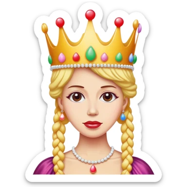 a queen with a crown made of gumdrops sticker