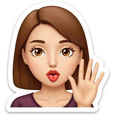 Heart eyes in the color brown while blowing a kiss sticker