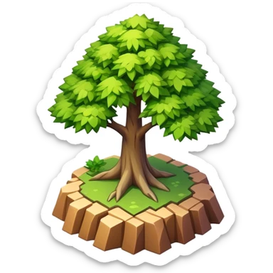 isometric view rugged small tree sticker