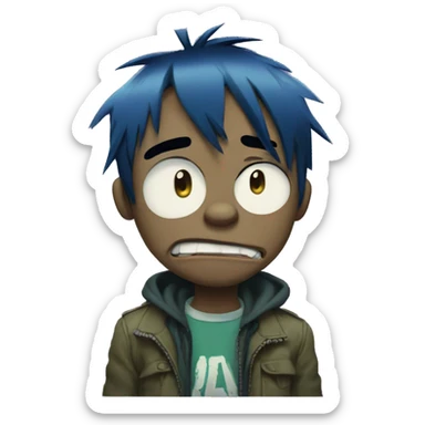 2-D from Gorillaz sad sticker