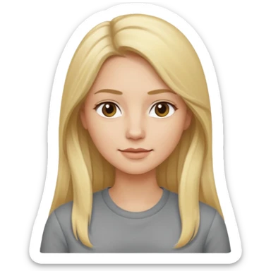 woman with long blonde hair, wear grey shirt sticker