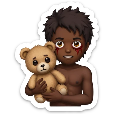 Demon hurting a teddy bear sticker