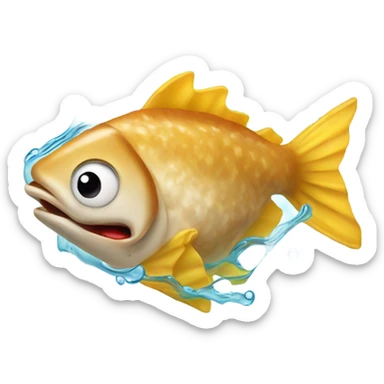 fish eating a french fry sticker