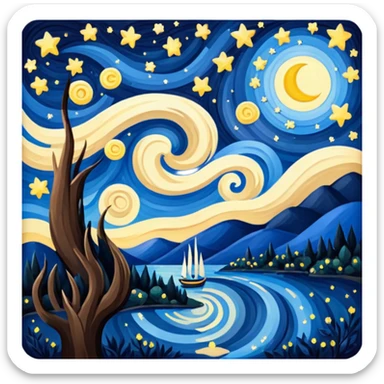 The Starry Night painting sticker