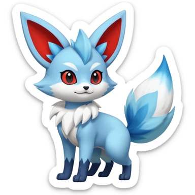 Glaceon-Fennekin-Meowstic-Fakémon-hybrid-creature (full body)  sticker