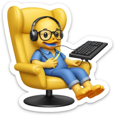 Rubber ducky playing fps game sticker