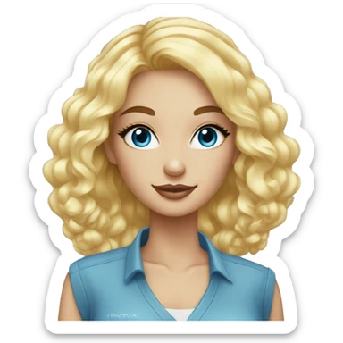 blond and blue eyes Nail tech with nail polish sticker