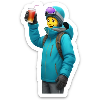 Drinking while snowboarding sticker