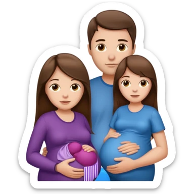 A pregnant woman with long straight brown hair and fair skin and man with short brown hair and fair skin  sticker