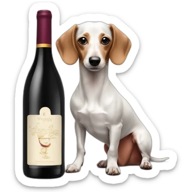 White and black Dachshund and wine sticker