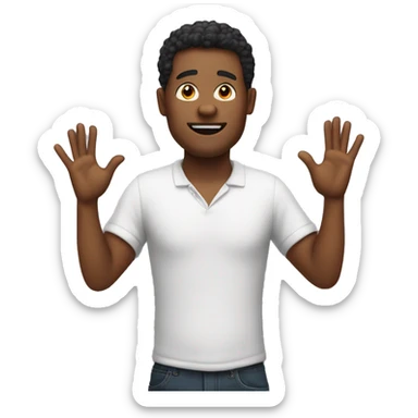 Man with both hands up in the I love you sign  sticker