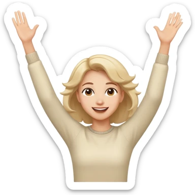 character doing a playful celebratory dance, arms in the air, joyful expression sticker