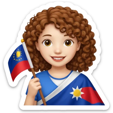 white curly brown hair girl pinoy flag sticker