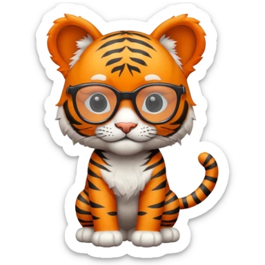 Orange Tiger cub with cool glasses., standing
 sticker