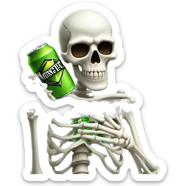 cussing skeleton drinking a monster energy sticker