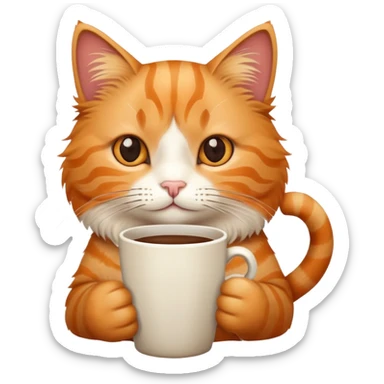 Cat with coffee cup  sticker
