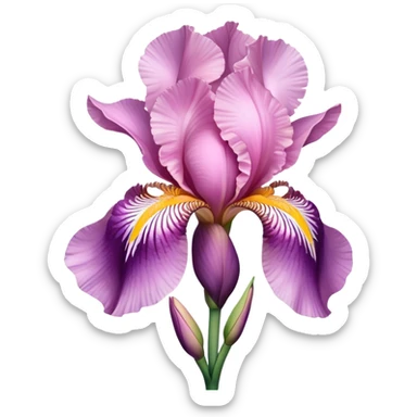 single Pink Iris, straight stem sticker