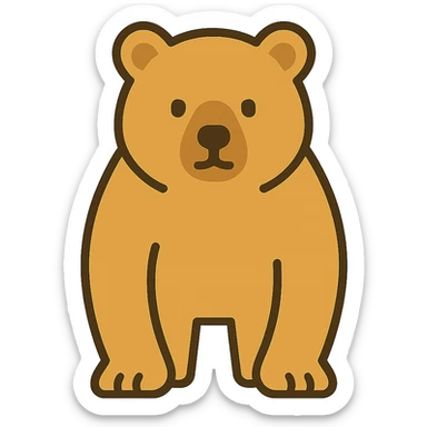 flat toon style blonde grizzly bear full body icon sticker