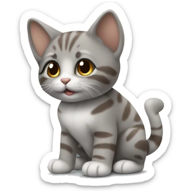  baby cat grey and brown sticker