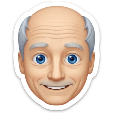 Old white man with grey bald hair and blue eyes sticker