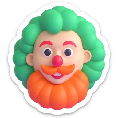clown's wig without face sticker