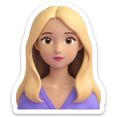 Girl with long hair and blonde highlights and dark brown eyes sticker