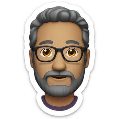51 years old man with glasses and a black beard sticker