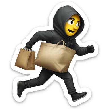 Robber with a bag of money and running  sticker