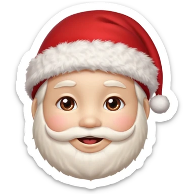 A small smiling face wearing a red Santa hat with a pompom, rosy cheeks and twinkling eyes, conveying a warm, festive vibe. It should be a trolling smile. sticker