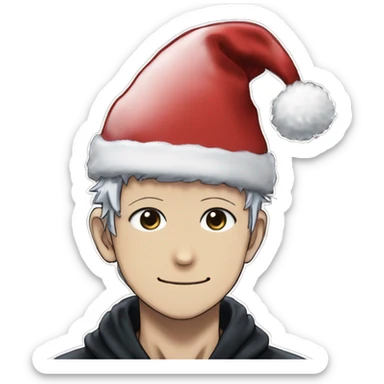 Satoru Gojo from Jujutsu Kaisen with a Christmas hat sticker