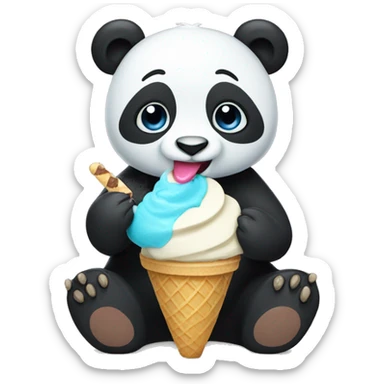 Panda eating ice cream sticker